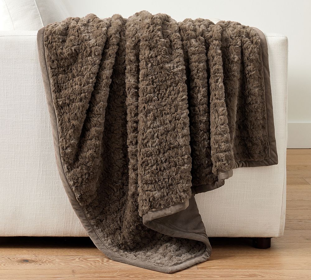 Diamond Ridge Faux Fur Throw
