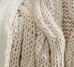 Alpine Handknit Cable Sherpa Back Throw