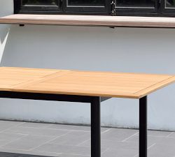 Santa Ana Eucalyptus Rectangular Extendable Outdoor Dining Table Set