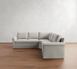 Cameron Modern Roll Arm Slipcovered 3-Piece L-Shaped Wedge Sectional (105&quot;)