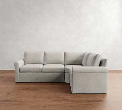 Cameron Modern Roll Arm Slipcovered 3-Piece Wedge Sectional (105")