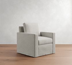 Cameron Modern Square Arm Slipcovered Swivel Chair