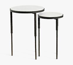 Mission Round Marble Nesting Side Table (13"-17")