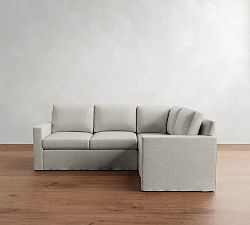 Cameron Modern Square Arm Slipcovered 3-Piece Sectional (99")