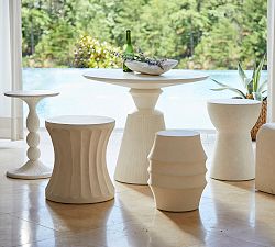 Lesley Cast Stone Round Outdoor End Table (18")