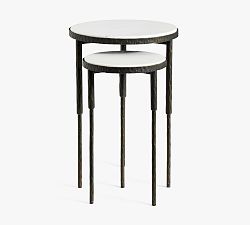 Mission Round Marble Nesting Side Table (13"-17")