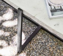 Cori Square Chiseled Marble Side Table (22.5")