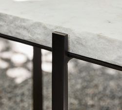 Cori Square Chiseled Marble Side Table (22.5")