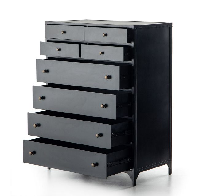 metal black dresser Three Drawer Dresser Lial, Superior Top, Metal Hardware, Black Wengue  Finish Black Particle Board main image 1