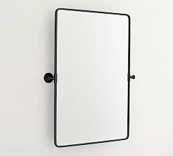 Open Box: Vintage Rounded Rectangular Pivot Mirror, 27" x 35" - Matte Black