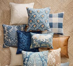 Crane Embroidered Lumbar Pillow