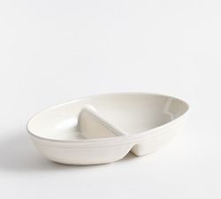 Cambria Handcrafted Stoneware Double Condiment Bowl