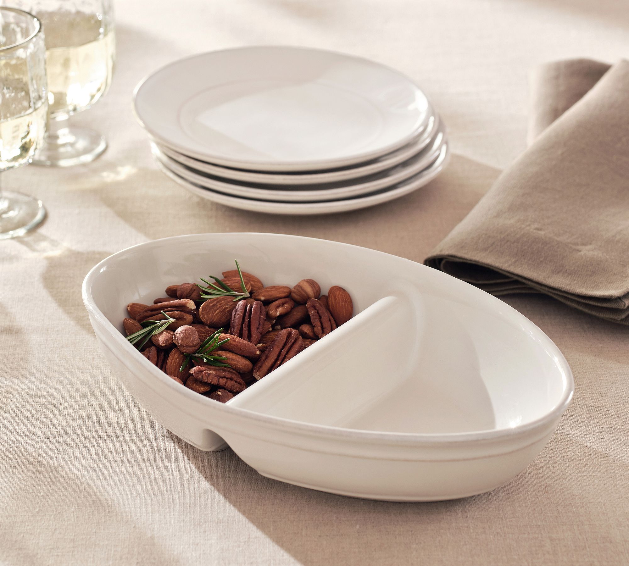 Stoneware Double Condiment Bowl