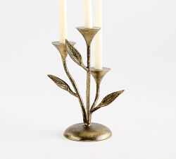 Botanical Forged Iron Candle Holder 