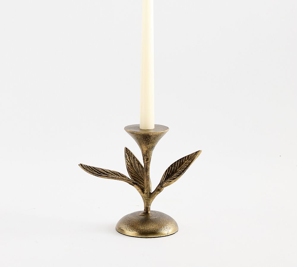 Botanical Forged Iron Candle Holder - Small, Brass