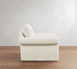Pearce Roll Arm Deep Seat Slipcovered Swivel Chair