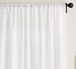 Open Box: Belgian Flax Linen Sheer Curtain, 50"W x 120"L - White