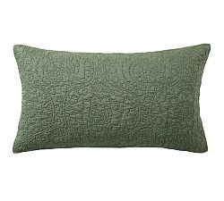 Open Box: Belgian Flax Linen Floral Stitch Quilted Sham, King, Set of 2 - Cypress