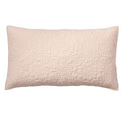Open Box: Belgian Flax Linen Floral Stitch Quilted Sham, King, Set of 2 - Soft Rose