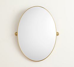 Open Box: Sansome Oval Pivot Mirror, 23"W x 32"H - Vintage Brass