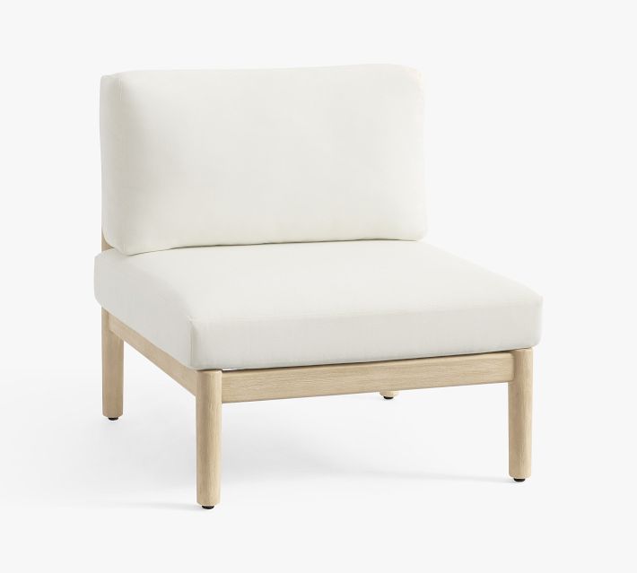 Single white cushioned lounge chair front view