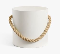 Coastal Concrete &amp; Rope Outdoor Side Table (14"-16")