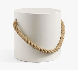 Coastal Concrete &amp; Rope Outdoor Side Table (14"-16")