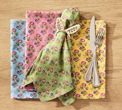 Botanical Bunny Cotton Napkins - Mixed Set of 4