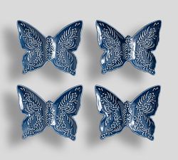 Figural Butterfly Stoneware Appetizer Plates - Set of 4