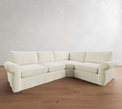 Pearce Roll Arm Deep Seat Slipcovered 3-Piece Wedge Sectional (127")