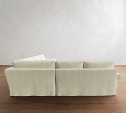 Pearce Roll Arm Deep Seat Slipcovered 3-Piece L-Shaped Sectional (127")