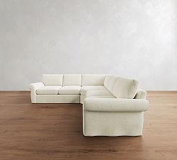 Pearce Roll Arm Deep Seat Slipcovered 3-Piece L-Shaped Sectional (127")