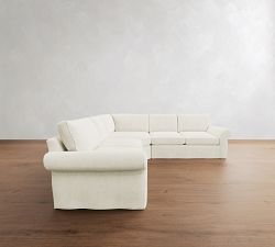 Pearce Roll Arm Deep Seat Slipcovered 3-Piece L-Shaped Sectional (127")