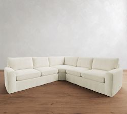 Pearce Square Arm Deep Seat Slipcovered 3-Piece L-Shaped Sectional (123")