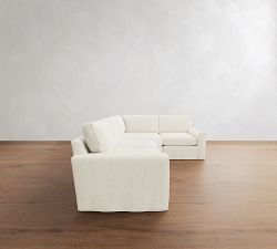 Pearce Square Arm Deep Seat Slipcovered 3-Piece Wedge Sectional (123")