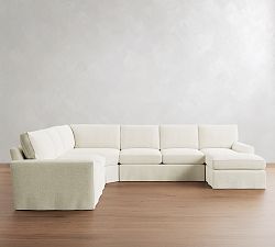Pearce Square Arm Deep Seat Slipcovered 4-Piece Wedge Sectional (146")