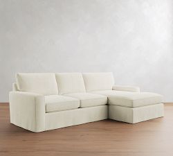 Pearce Square Arm Deep Seat Slipcovered Chaise Sectional (101"&ndash;141")