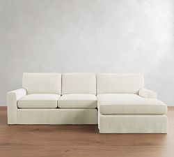 Pearce Square Arm Deep Seat Slipcovered Chaise Sectional (101"&ndash;141")