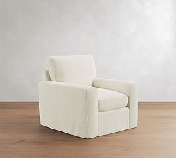 Pearce Square Arm Deep Seat Slipcovered Swivel Chair