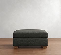 Open Box: PB Comfort Modern Square Arm Ottoman-And-A-Half - Performance Boucle Metal, Seadrift Finish