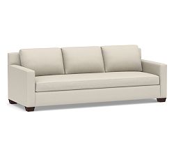 Open Box: York Square Arm Grand Sofa (94.5") 3 x 1, Down Blend Wrapped Cushions - Sunbrella® Performance Slub Tweed Pebble