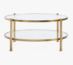 Open Box: Everson Round Glass Coffee Table, (41") - Antique Brass