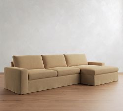 Sierra Slipcovered Chaise Sectional (137"&ndash;154")