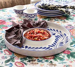 Puebla Porcelain Chip &amp; Dip Server