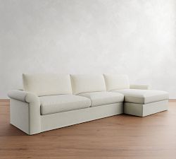 Westwood Roll Arm Slipcovered Chaise Sectional (134&quot;&ndash;144&quot;)