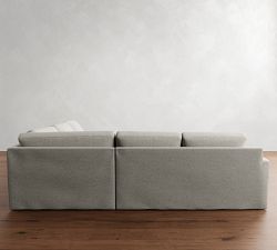 Big Sur Square Arm Slipcovered 3-Piece L-Shaped Wedge Sectional (123")