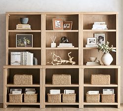 Modern Farmhouse 102&quot; Shelf with Open Cabinets