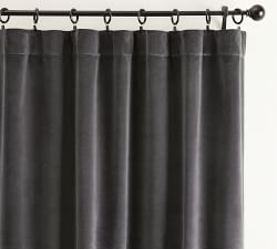 Custom Velvet Twill Blackout Curtain - Washed Black