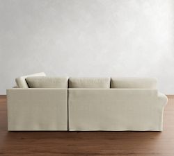 PB Comfort Modern Roll Arm Slipcovered 3-Piece Bumper Sectional (106")