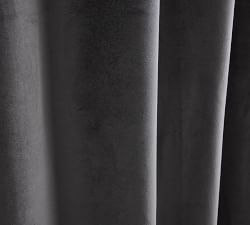 Custom Velvet Twill Blackout Curtain - Washed Black